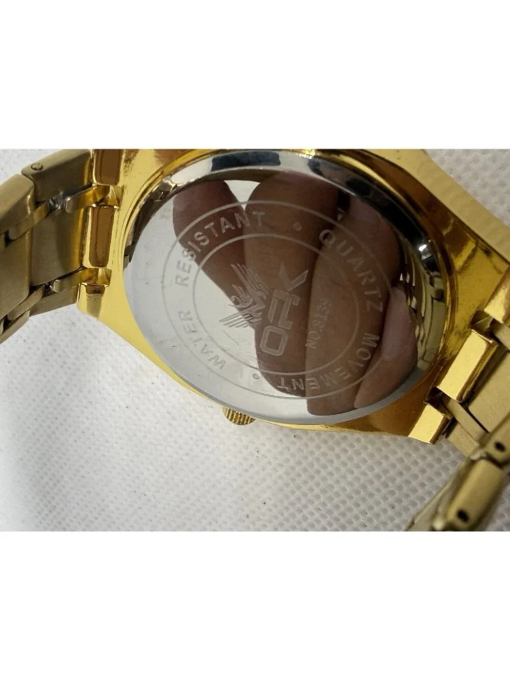 OPK 8139 Men's Quartz Watch Full Gold Tone Stainless Steel Eight-Sided Bezel
